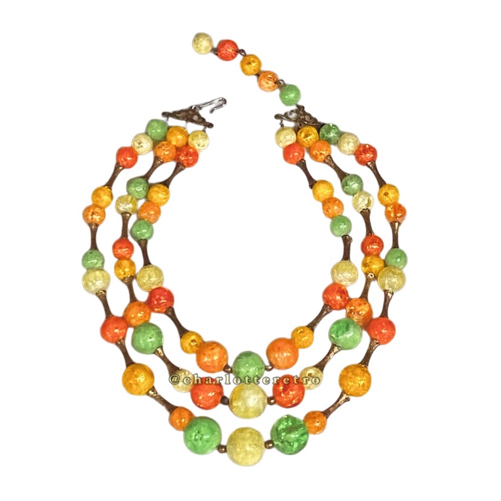 Vtg Multi-Strand Choker Necklace Citrus